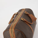 CELINE Macadam Canvas Boston Bag PVC Leather Brown Gold Auth mr2824-6