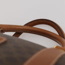 CELINE Macadam Canvas Boston Bag PVC Leather Brown Gold Auth mr2824-8