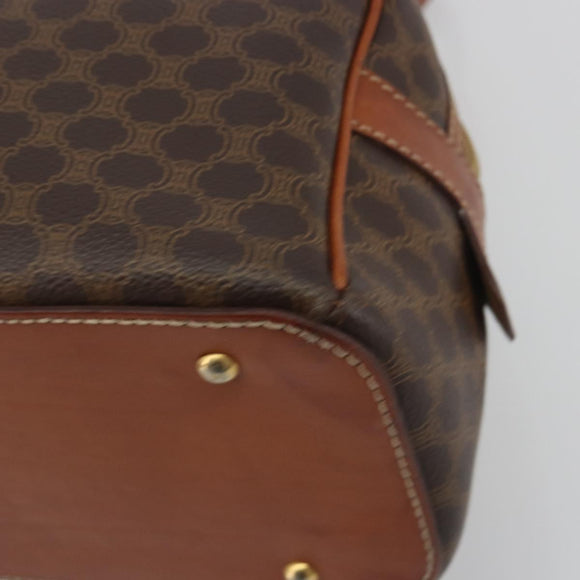 CELINE Macadam Canvas Hand Bag PVC Leather Brown Gold Auth mr2825