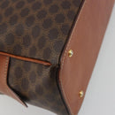 CELINE Macadam Canvas Hand Bag PVC Leather Brown Gold Auth mr2825-16
