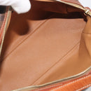 CELINE Macadam Canvas Hand Bag PVC Leather Brown Gold Auth mr2825-11