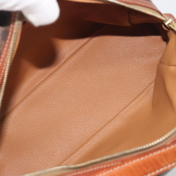 CELINE Macadam Canvas Hand Bag PVC Leather Brown Gold Auth mr2825