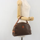 CELINE Macadam Canvas Hand Bag PVC Leather Brown Gold Auth mr2825-23