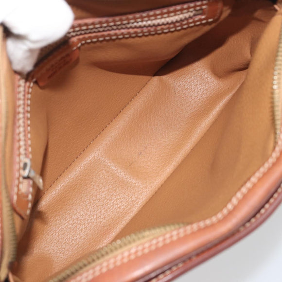 CELINE Macadam Canvas Shoulder Bag PVC Leather Brown Gold Auth mr2826