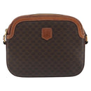 CELINE Macadam Canvas Shoulder Bag PVC Leather Brown Gold Auth mr2826-2