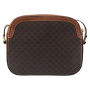CELINE Macadam Canvas Shoulder Bag PVC Leather Brown Gold Auth mr2826-3