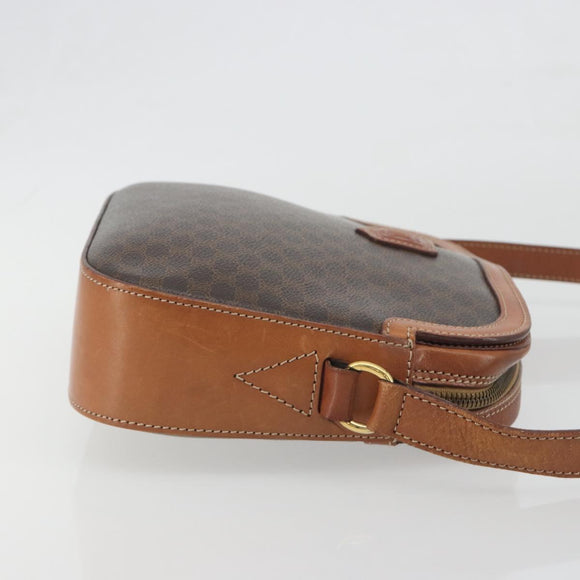 CELINE Macadam Canvas Shoulder Bag PVC Leather Brown Gold Auth mr2826