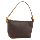 CELINE Macadam Canvas Pouch PVC Leather Brown Gold Auth mr2827-1