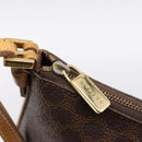 CELINE Macadam Canvas Pouch PVC Leather Brown Gold Auth mr2827-10