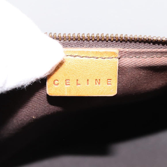 CELINE Macadam Canvas Pouch PVC Leather Brown Gold Auth mr2827
