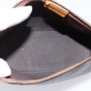 CELINE Macadam Canvas Pouch PVC Leather Brown Gold Auth mr2827-11