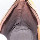 CELINE Macadam Canvas Pouch PVC Leather Brown Gold Auth mr2827-19
