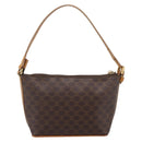 CELINE Macadam Canvas Pouch PVC Leather Brown Gold Auth mr2827-2