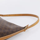 CELINE Macadam Canvas Pouch PVC Leather Brown Gold Auth mr2827-8