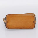 CELINE Macadam Canvas Pouch PVC Leather Brown Gold Auth mr2827-5