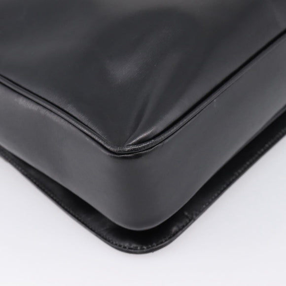 CELINE Shoulder Bag Leather Black Gold Auth mr2828