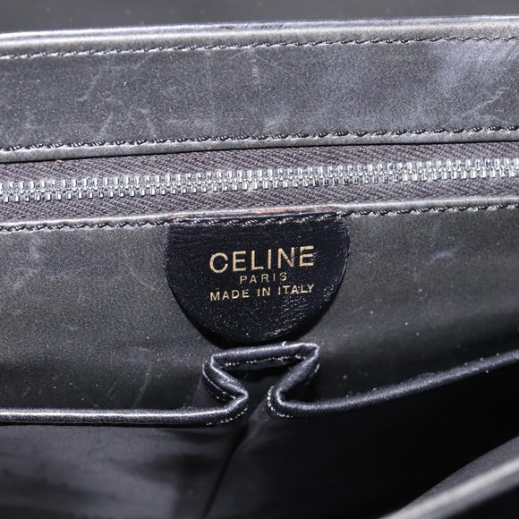 CELINE Shoulder Bag Leather Black Gold Auth mr2828