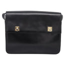 CELINE Shoulder Bag Leather Black Gold Auth mr2828-2