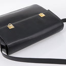 CELINE Shoulder Bag Leather Black Gold Auth mr2828-6