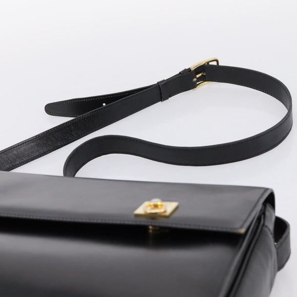 CELINE Shoulder Bag Leather Black Gold Auth mr2828