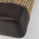 BURBERRY Nova Check Shoulder Bag Canvas Brown Gold Auth mr2829-10