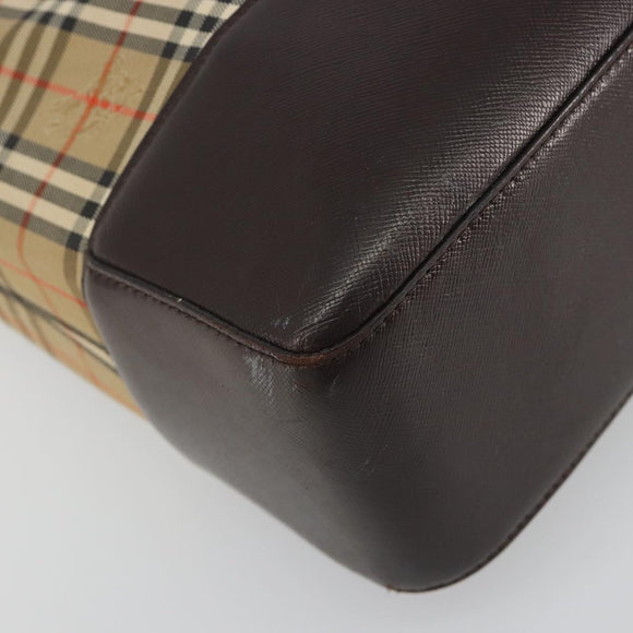 BURBERRY Nova Check Shoulder Bag Canvas Brown Gold Auth mr2829