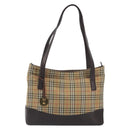 BURBERRY Nova Check Shoulder Bag Canvas Brown Gold Auth mr2829-2