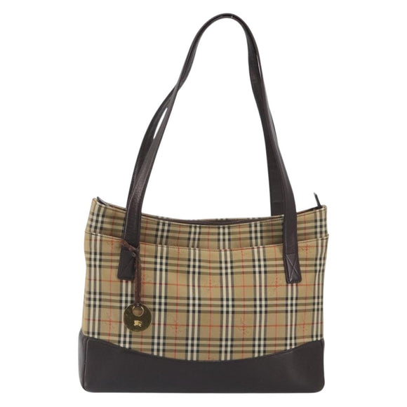 BURBERRY Nova Check Shoulder Bag Canvas Brown Gold Auth mr2829