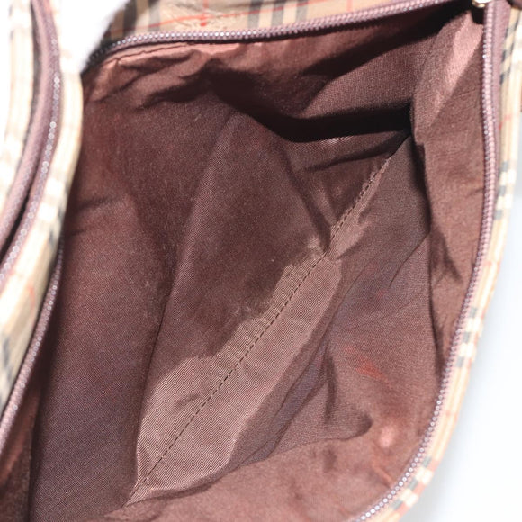 BURBERRY Nova Check Shoulder Bag Canvas Brown Gold Auth mr2829
