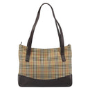 BURBERRY Nova Check Shoulder Bag Canvas Brown Gold Auth mr2829-3