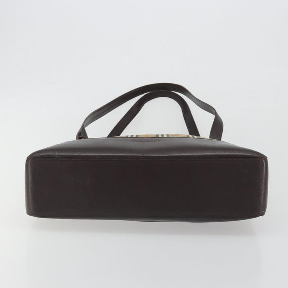 BURBERRY Nova Check Shoulder Bag Canvas Brown Gold Auth mr2829