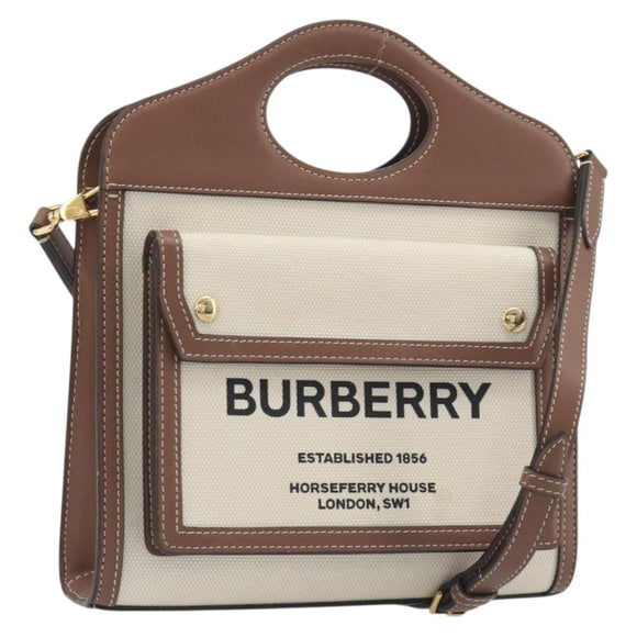 BURBERRY Shoulder Bag Canvas 2way Brown Gold Auth mr2830V