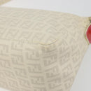 FENDI Zucchino Canvas Shoulder Bag PVC White Silver Auth mr2831-8