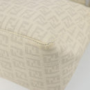 FENDI Zucchino Canvas Shoulder Bag PVC White Silver Auth mr2831-16