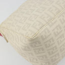 FENDI Zucchino Canvas Shoulder Bag PVC White Silver Auth mr2831-17