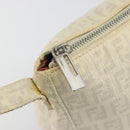 FENDI Zucchino Canvas Shoulder Bag PVC White Silver Auth mr2831-10