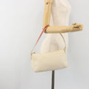 FENDI Zucchino Canvas Shoulder Bag PVC White Silver Auth mr2831-22