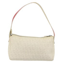 FENDI Zucchino Canvas Shoulder Bag PVC White Silver Auth mr2831-2