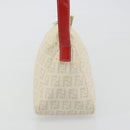 FENDI Zucchino Canvas Shoulder Bag PVC White Silver Auth mr2831-3