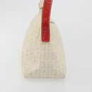 FENDI Zucchino Canvas Shoulder Bag PVC White Silver Auth mr2831-4