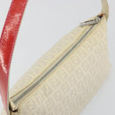 FENDI Zucchino Canvas Shoulder Bag PVC White Silver Auth mr2831-6