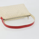 FENDI Zucchino Canvas Shoulder Bag PVC White Silver Auth mr2831-7