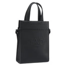 FENDI Go-To Shopper Hand Bag Leather Black Silver Auth mr2832-1