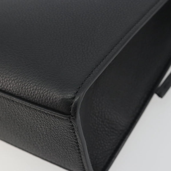 FENDI Go-To Shopper Hand Bag Leather Black Silver Auth mr2832