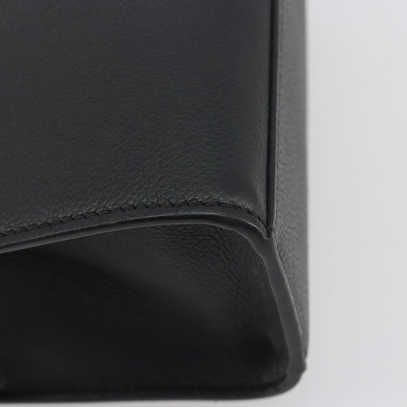 FENDI Go-To Shopper Hand Bag Leather Black Silver Auth mr2832