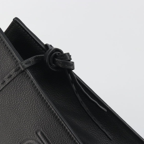 FENDI Go-To Shopper Hand Bag Leather Black Silver Auth mr2832