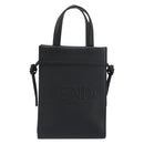 FENDI Go-To Shopper Hand Bag Leather Black Silver Auth mr2832-13