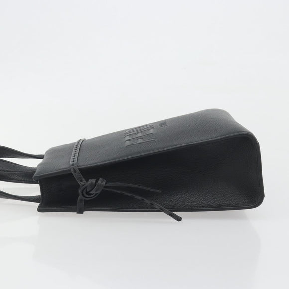 FENDI Go-To Shopper Hand Bag Leather Black Silver Auth mr2832