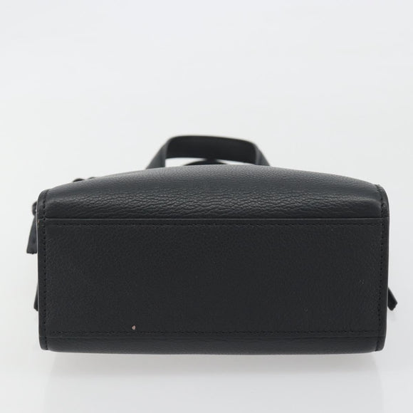 FENDI Go-To Shopper Hand Bag Leather Black Silver Auth mr2832