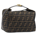 FENDI Zucca Canvas Vanity Hand Bag Black Brown Auth mr2833-1